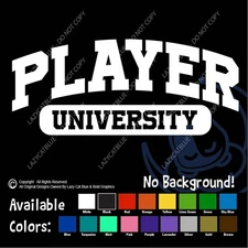 Player University Decal Sticker Fun Gamer Life Video Games Dating Boys Gift