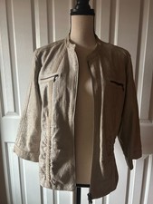 Chico s Gold Foil Women s Linen Jacket Size 2/12-14, NWT