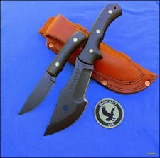 UBR CUSTOM HANDMADE HIGH CARBON STEEL HUNTING TRACKER KNIFE WITH LEATHER SHEATH 