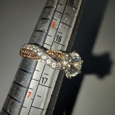 Vintage 925 SS Cz Engagement Ring Sz 6 Rose Gold Plating GUC Unique Coloring
