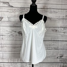 Shadowline Vintage Camisole Plus Size 42 White Lightweight Nylon Lace Trim Layer