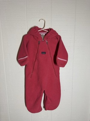 Patagonia Baby Pink Fleece Snowsuit Hooded Full Zip 12M 100