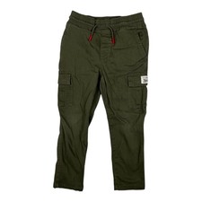 Levi's Cargo Pants Boys 6 Green Twill Elastic Waist Drawstring Pockets Casual