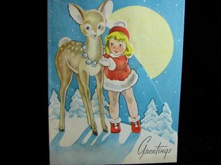 VINTAGE "NOTE OF CHEER FOR A LITTLE 'DEER'!!" CHRISTMAS GREETING CARD
