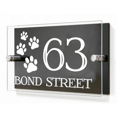 Personalisiertes Acryl Pfotenabdruck Hausschild Katze Hund Tür Hausnummer Schild Haus UK