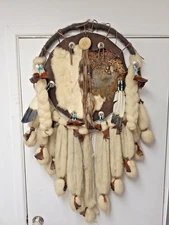 RARE 50" x 30" ART INDIAN MAN-DEL-LA VINTAGE EX - LARGE HANDMADE DREAM CATCHER !