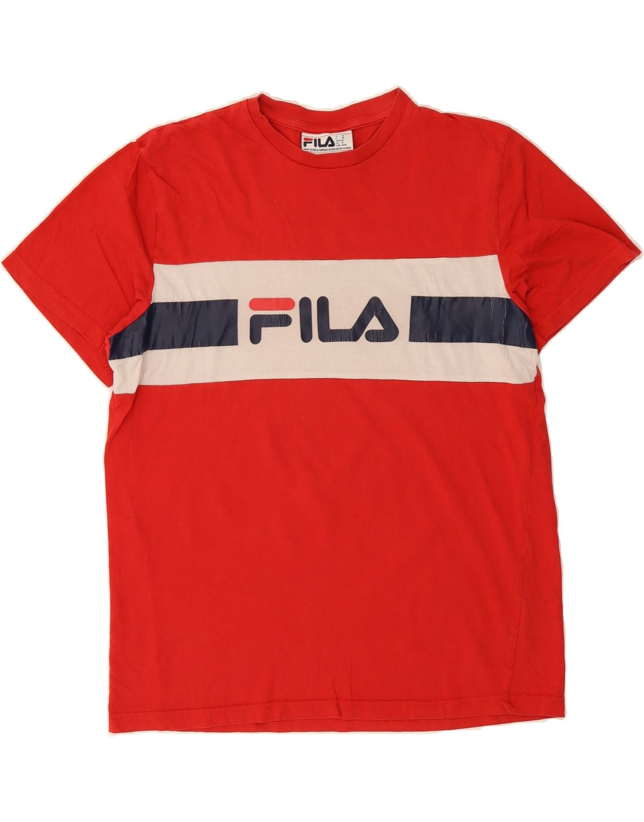 FILA Maglietta Uomo Grafica Top Medio Rosso Colourblock Cotone BO04