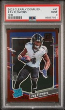 2023 Clearly Donruss Zay Flowers Rookie Red #92 /49 PSA 9 RC RAVENS - LOW POP
