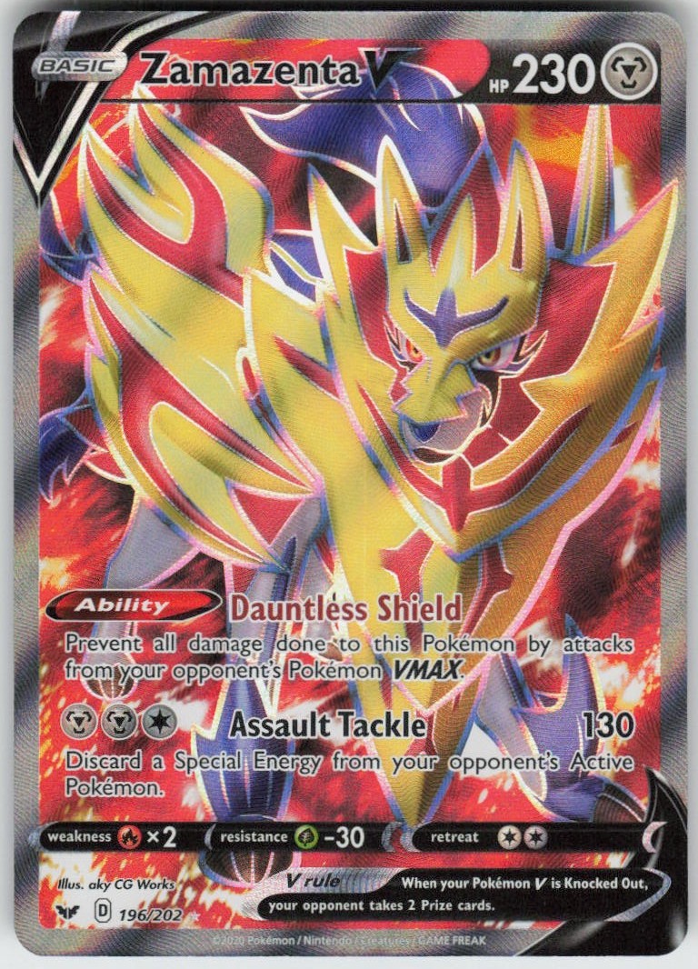 Zamazenta V 196/202 Ultra Rare Sword & Shield Near Mint
