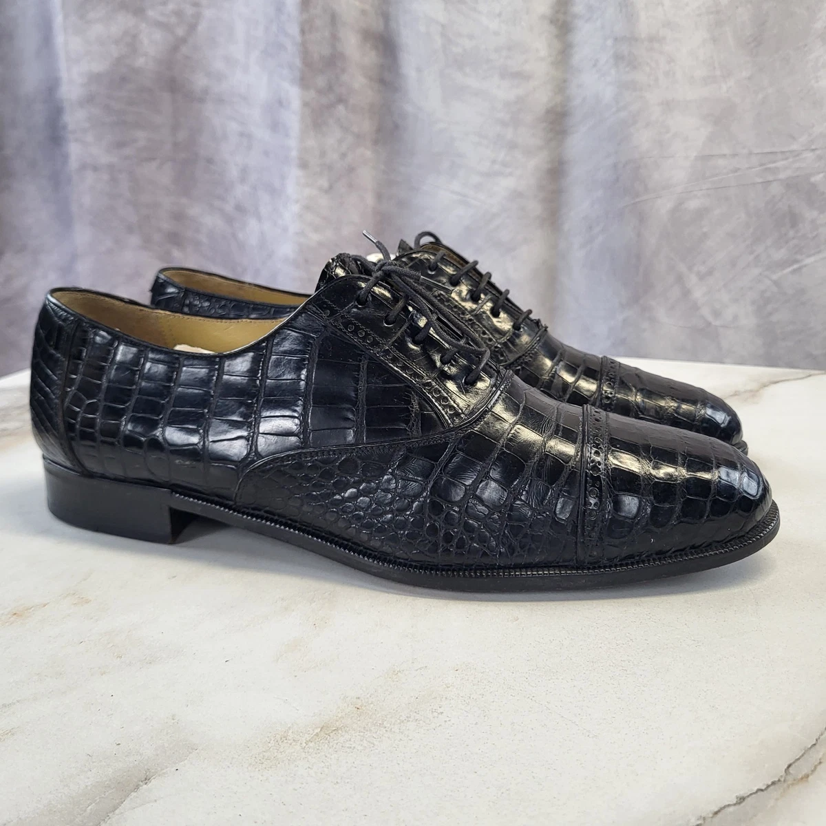 MEZLAN 美品 クロコダイル調レザードレスシューズ　サイズ: US10 Mezlan Men's Crocodile Lace Up Anderson