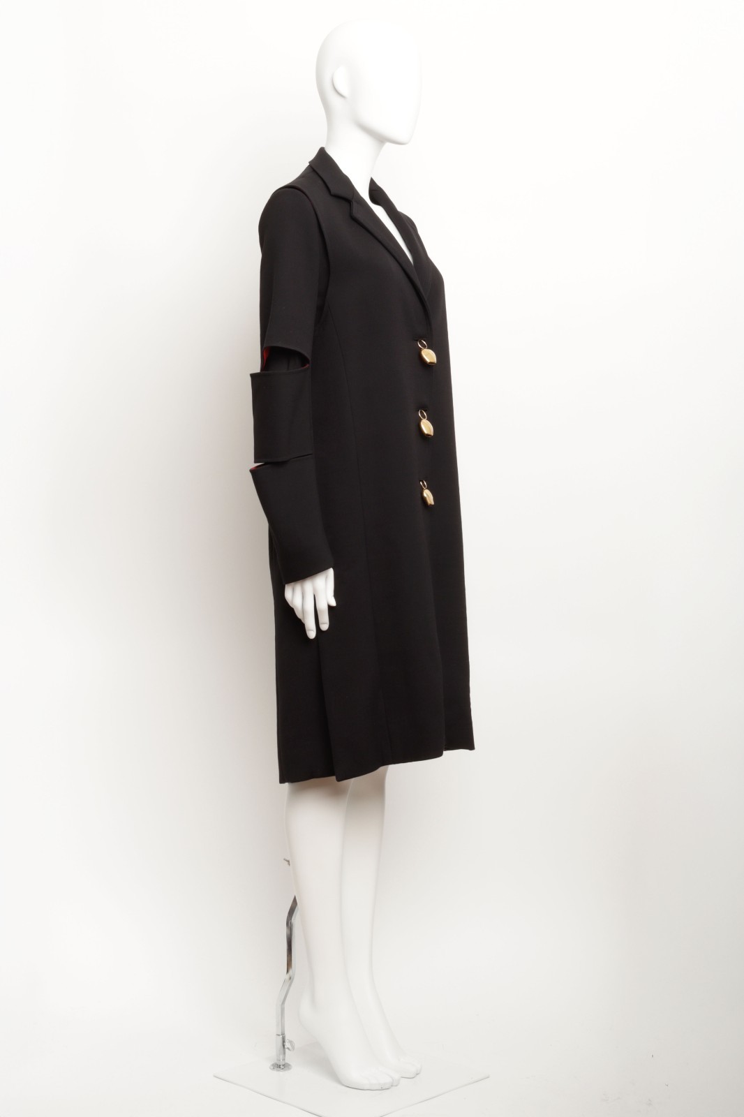 CELINE PHOEBE PHILO S/S 2015 RUNWAY BLACK COAT BELL BUTTONS IN BLACK WOOL 36 FR image 5