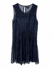 Lucky Brand Navy Blue Sheer Sleeveless Dress Women’s Large Boho Babydoll navy