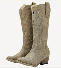 Women  s Tan Western Cowboy Boots - Stylish Embroidered Shaft