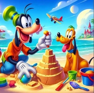 Goofy und Pluto Malen nach Zahlen Set 40x40cm