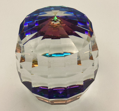 Swarovski Vitrail Kristall Fass Prisma Briefbeschwerer 3'' Multi Color Spectrum 1970er