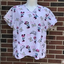 Disney Minnie Mouse 2X Medical Office Nurse Doctor Scrub Top Women's