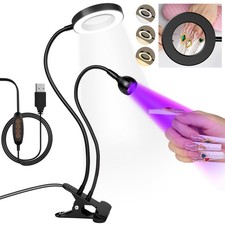 AORAEM LED UV Nail Lamp Double Head Gooseneck Light with 6X Magnifier