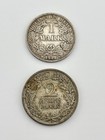 1914-A Germany 1 Mark And 1925-D Germany 2 Mark Silver Coins — photo 1