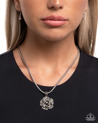 New Paparazzi Jewelry-Passionate Petals Necklace-Silver