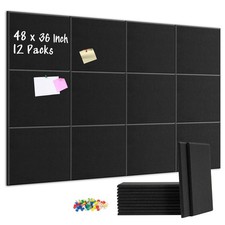 Large Cork Board for Wall 48" x 36" x 0.5" Bulletin Board 12 Packs Black Cork...