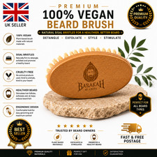 Beard Brush - Sisal Bristles Vegan Thick Thin Patchy Strong Halal Durable Gift