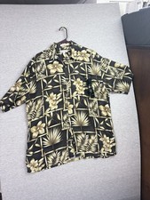 Pierre Cardin Shirt Mens XL Hawaiian Print Floral Button Short Sleeve Button Up