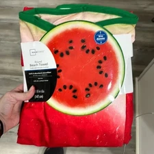 Mainstays 58" Round Watermelon Beach Lake Towel Blanket 4’10” 58” diameter NEW