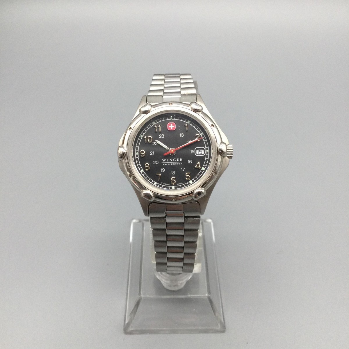 Wenger SMT Design Watch Women Swiss 29mm Silver Tone Day Date New