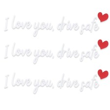 3pcs I Love You Drive Safe Mirror Stickers, Cute Car Rear White