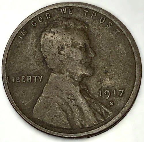 1917-S Lincoln Wheat Penny Cent Fine (F) San Francisco Mint - 1573