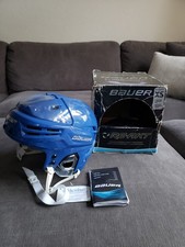Casco da hockey vintage Bauer REAKT blu royal taglia XS - 6 3/8-6 7/8 - MAI INDOSSATO!