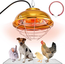 Chicken Coop Heater, 300W Heat Lamp for Chickens, Dual Temperature, Carbon Fiber