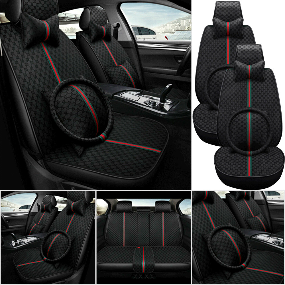 5 Seats PU Leather Car Seat Cover Cushion Universal Full Set
