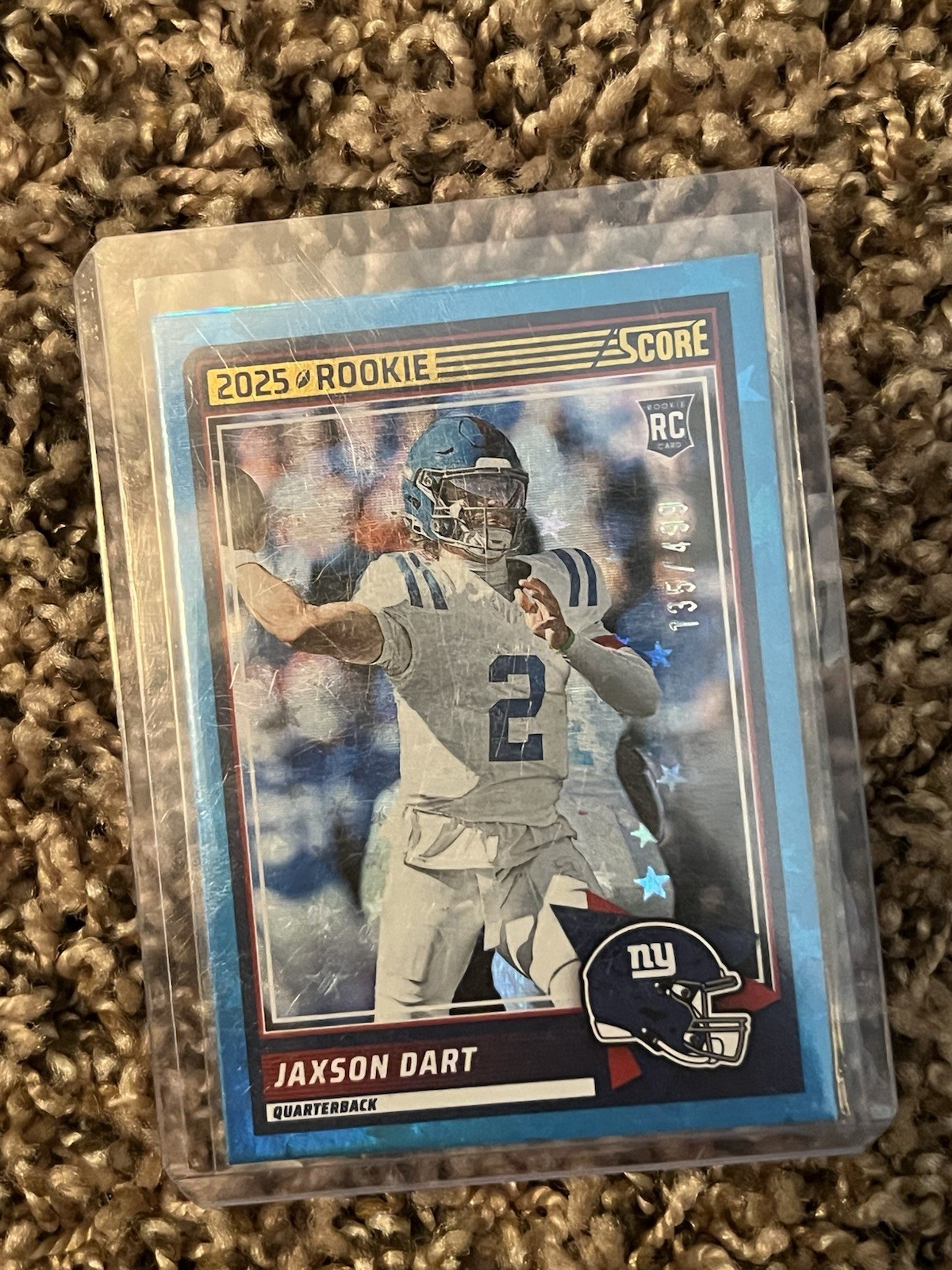 2025 Score Football /499 Jaxson Dart Stars Parallel #35 COLOR MATCH BLUE