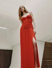 Manning Cartell Double Time Pleat Dress Red Size AU 6