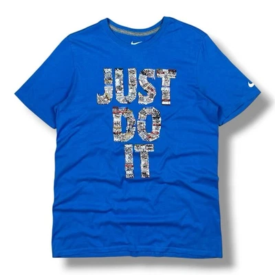 T-shirt graphique Nike Just Do It Graffiti bleu pour homme style streetwear... - Photo 1/2