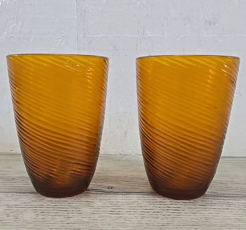 Vtg Lenox Ware Sociables Amber Swirl 12 oz Plastic Water Tumblers - Set of 2 - Image 2 of 4