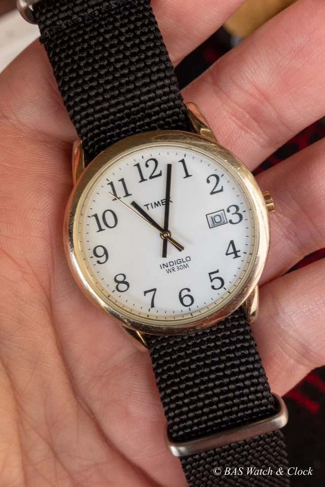 Timex Easy Reader Indiglo Gold Tone 35mm Watch Black NATO Strap - Image 2 of 4