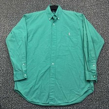 Vintage Ralph Lauren Blake Men Medium Green Button Down Long Sleeve Shirt Cotton