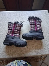 Jands Women's Snow/Duck Boots 8 Zipper Faux Fur Grey And Purple  NWT