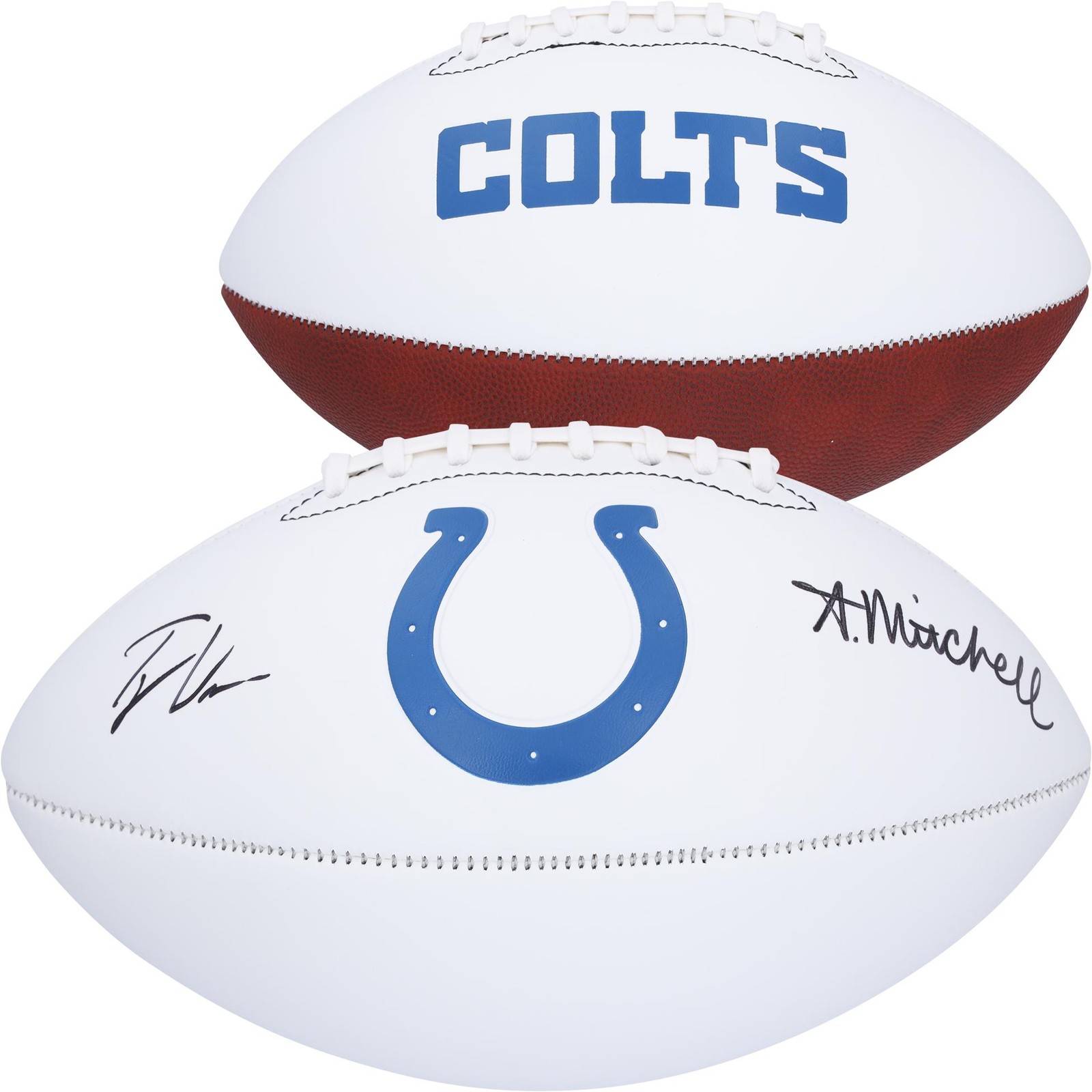Adonai Mitchell Autographed Signed Indianapolis Colts Tyler Warren and Colts Franklin White Panel Football 