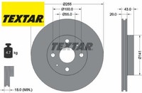 2X Bremsscheibe Textar 92115603 2 Bremsscheiben Vorderachse Vorne FüR Toyota