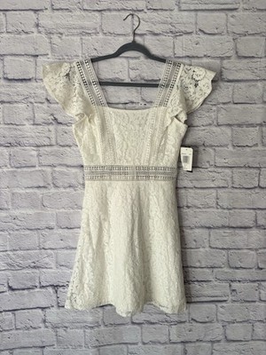 Ash & Violet Lace Dress Summer Short Cap Sleeve S White NWT | eBay