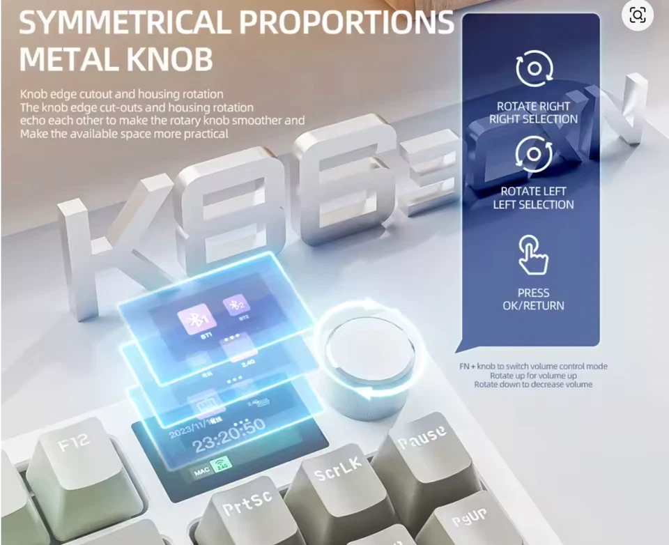 mechanische Gaming Tastatur QWERTY Kabellos Keyboard Mit Display und Lauts - Bild 4 von 4