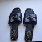 Women’s Black Slide Sandals Heart Logo Accent Flat Slip-On Synthetic EU 40 — photo 3
