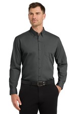 Port Authority W100 Medium Men Easy Care Long Sleeve Graphite Pocket Dress Shirt