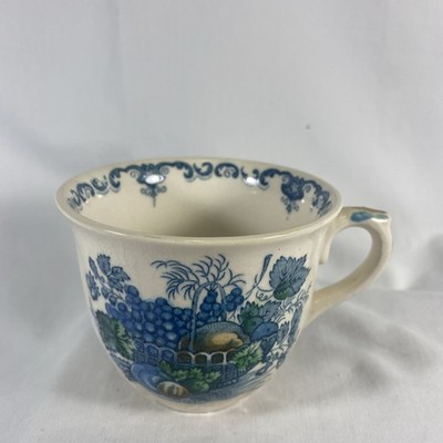 Mason's Patent Ironstone Blue Fruit Basket Tea Cup-Made In England