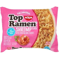 Nissin Top Ramen Shrimp Flavor Ramen Noodle Soup, 3 Ounce