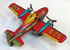 Vintage Tin Friction B-26 Bomber Toy Airplane - Japan
