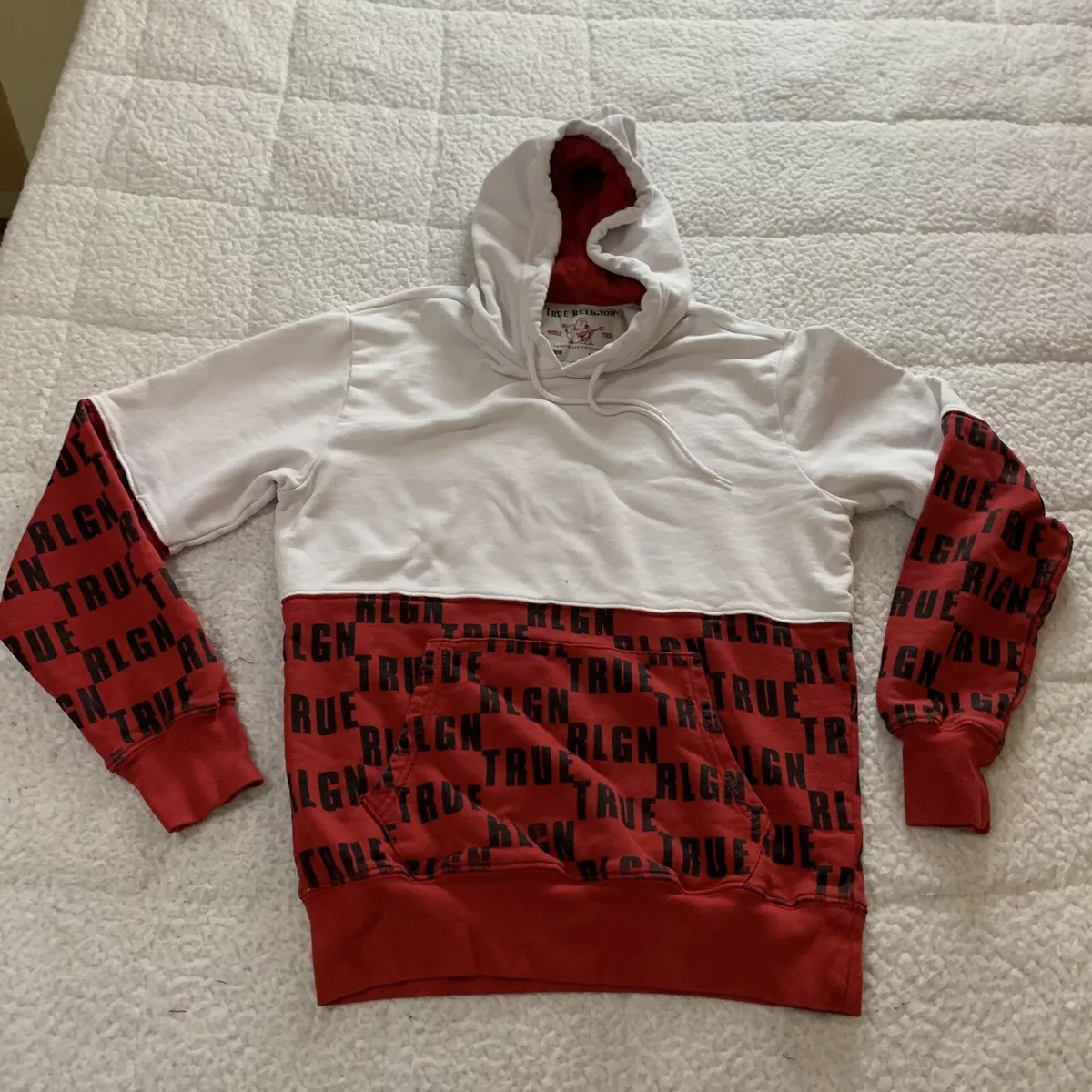 Red and white sale true religion hoodie